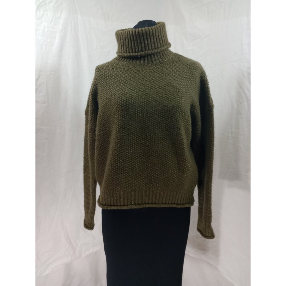 Kut From The Kloth Olive Green Knit Turtleneck Sweater Womens Size S Acrylic Ble